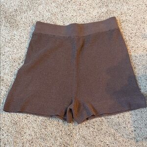 Free People Beach Elegant High Waist Knit Shorts in Brown Size Medium